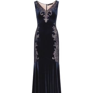 BCBGMAXAZRIA Lace Velvet Gown - Navy